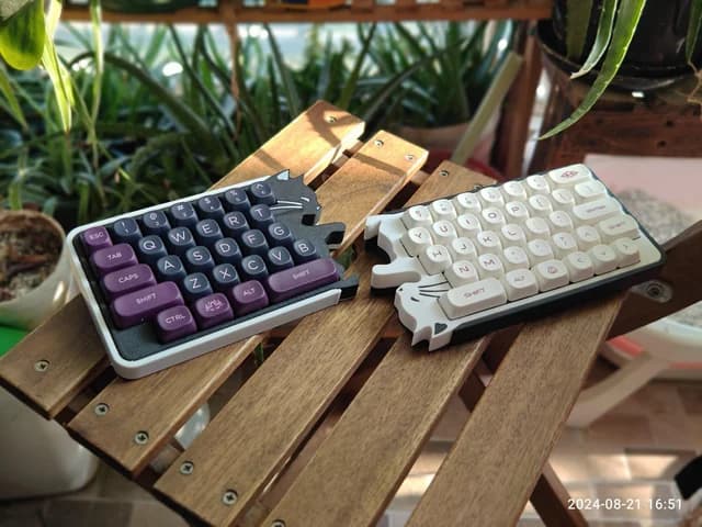 Stylish split keyboard on a desk