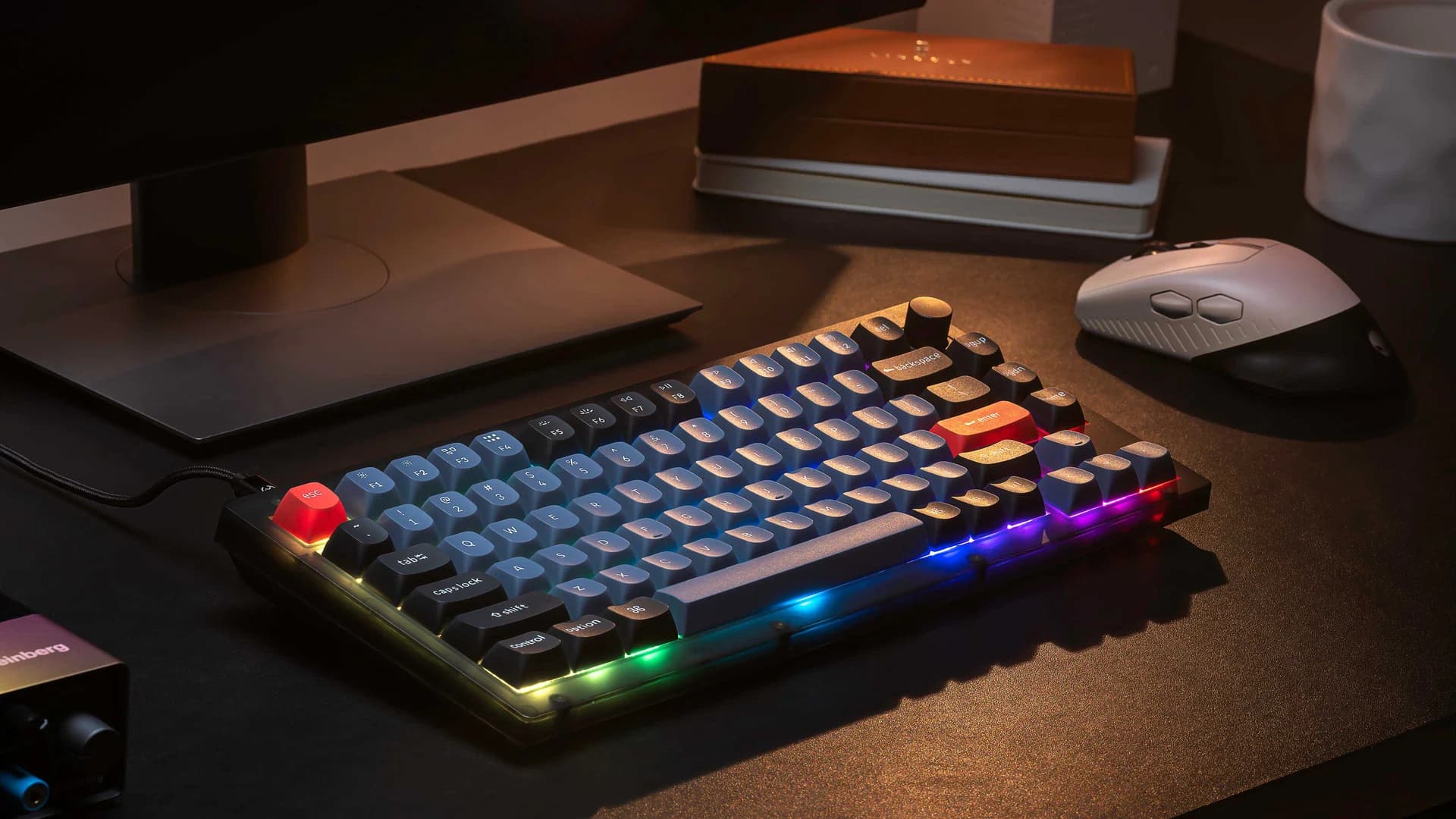 RGB mechanical keyboard with synchronized lighting effects